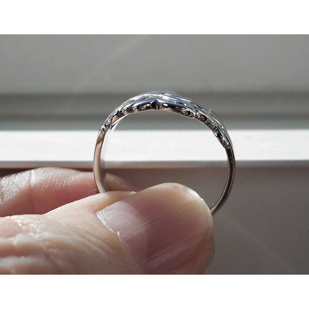 925 STERLING SILVER Waves Swirls Statement Ring - Picture 5 of 15